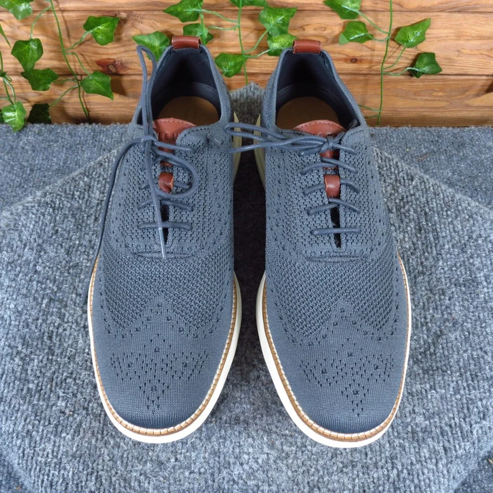 Cole Haan 2.ZeroGrand Stitchlite Mens Wingtip Oxford 11M Casual Blue Knit C27961